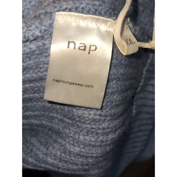 Nap Womens Button Up High Neck Pocket Wool Cardigan Sweater Blue Sz 2XL - Picture 7 of 8